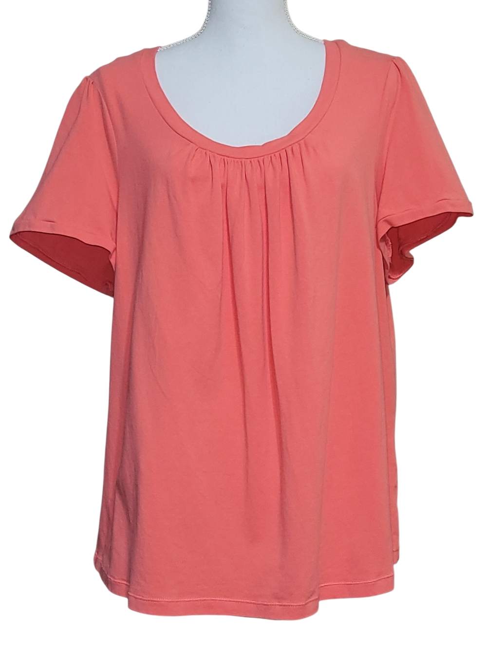 Lane Bryant Modern Fit Coral Pleated Scoop Neck Tee